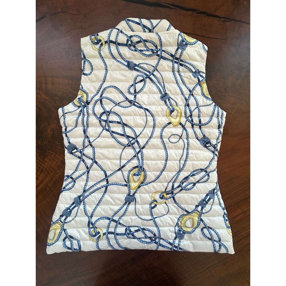 J.McLaughlin Tahoe Reversible Nautical Puffer Vest Navy Ropes M Goose Down - Picture 3 of 4